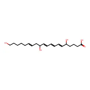 (6E,8E,10E,14E)-5,12,20-trihydroxyicosa-6,8,10,14-tetraenoic acid structure
