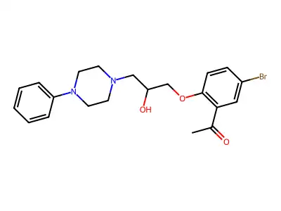 Ethanone, 1-(5-bromo-2-(2-hydroxy-3-(4-phenyl-1-piperazinyl)propoxy)phenyl)- structure