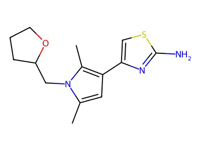 4-(2,5-dimethyl-1-((oxolan-2-yl)methyl)-1H-pyrrol-3-yl)-1,3-thiazol-2-amine structure