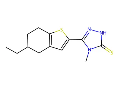 5-(5-ethyl-4,5,6,7-tetrahydro-1-benzothiophen-2-yl)-4-methyl-4H-1,2,4-triazole-3-thiol structure