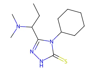 4-cyclohexyl-5-[1-(dimethylamino)propyl]-4H-1,2,4-triazole-3-thiol structure