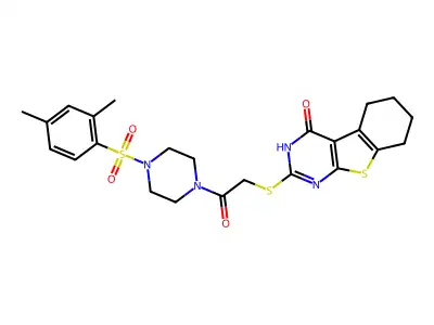 2-[[2-[4-[(2,4-Dimethylphenyl)sulfonyl]-1-piperazinyl]-2-oxoethyl]thio]-5,6,7,8-tetrahydro[1]benzothieno[2,3-d]pyrimidin-4(1H)-one structure