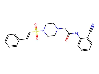 N-(2-cyanophenyl)-2-[4-(2-phenylethenesulfonyl)piperazin-1-yl]acetamide structure