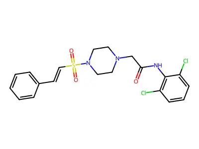 N-(2,6-dichlorophenyl)-2-[4-(2-phenylethenesulfonyl)piperazin-1-yl]acetamide structure
