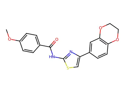 N-[4-(2,3-dihydro-1,4-benzodioxin-6-yl)-1,3-thiazol-2-yl]-4-methoxybenzamide structure