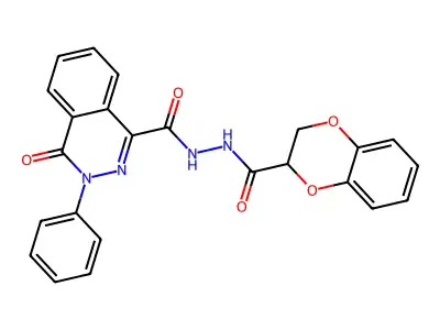3,4-Dihydro-4-oxo-3-phenyl-1-phthalazinecarboxylic acid 2-[(2,3-dihydro-1,4-benzodioxin-2-yl)carbonyl]hydrazide structure