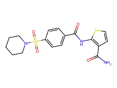 2-(4-(Piperidin-1-ylsulfonyl)benzamido)thiophene-3-carboxamide structure