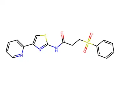 3-(phenylsulfonyl)-N-(4-(pyridin-2-yl)thiazol-2-yl)propanamide structure