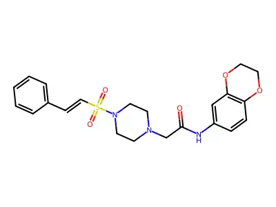 N-(2,3-dihydro-1,4-benzodioxin-6-yl)-2-[4-(2-phenylethenesulfonyl)piperazin-1-yl]acetamide structure