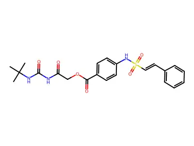 2-[(Tert-butylcarbamoyl)amino]-2-oxoethyl 4-(2-phenylethenesulfonamido)benzoate structure