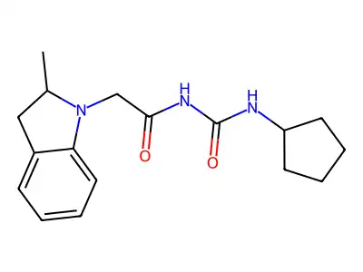 N-(cyclopentylcarbamoyl)-2-(2-methyl-2,3-dihydroindol-1-yl)acetamide structure