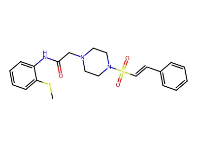 N-(2-methylsulfanylphenyl)-2-[4-(2-phenylethenylsulfonyl)piperazin-1-yl]acetamide structure