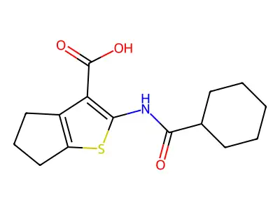 2-cyclohexaneamido-4H,5H,6H-cyclopenta[b]thiophene-3-carboxylic acid structure