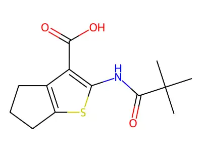 2-(2,2-dimethylpropanamido)-4H,5H,6H-cyclopenta[b]thiophene-3-carboxylic acid structure