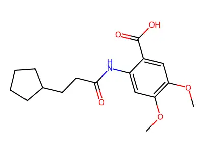 2-(3-Cyclopentylpropanamido)-4,5-dimethoxybenzoic acid structure
