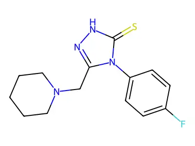 4-(4-fluorophenyl)-5-(piperidin-1-ylmethyl)-4H-1,2,4-triazole-3-thiol structure