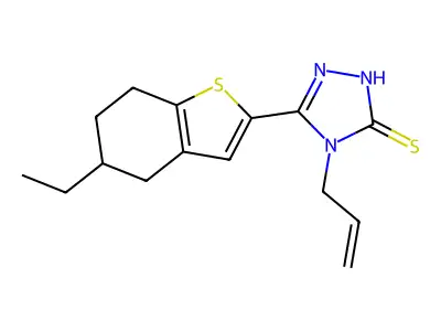 5-(5-ethyl-4,5,6,7-tetrahydro-1-benzothiophen-2-yl)-4-(prop-2-en-1-yl)-4H-1,2,4-triazole-3-thiol structure