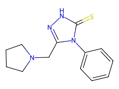4-phenyl-5-(pyrrolidin-1-ylmethyl)-4H-1,2,4-triazole-3-thiol structure