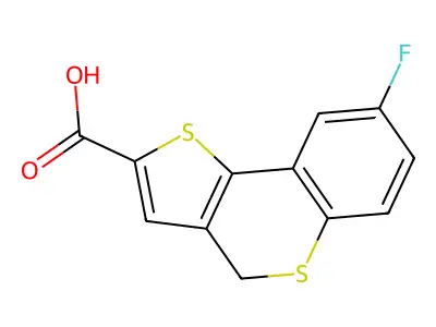 8-fluoro-4H-thieno(3,2-c)thiochromene-2-carboxylic acid structure