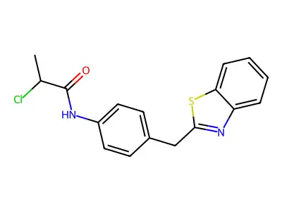 N-[4-(1,3-benzothiazol-2-ylmethyl)phenyl]-2-chloropropanamide structure