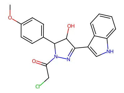 2-chloro-1-[4-hydroxy-3-(1H-indol-3-yl)-5-(4-methoxyphenyl)-4,5-dihydro-1H-pyrazol-1-yl]ethan-1-one structure