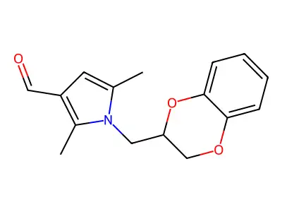 1-(2,3-dihydro-1,4-benzodioxin-2-ylmethyl)-2,5-dimethyl-1H-pyrrole-3-carbaldehyde structure