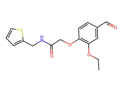 2-(2-ethoxy-4-formylphenoxy)-N-(thiophen-2-ylmethyl)acetamide structure