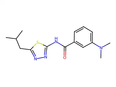 3-(dimethylamino)-N-[5-(2-methylpropyl)-1,3,4-thiadiazol-2-yl]benzamide structure
