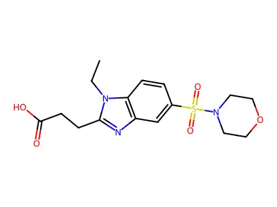 3-[1-ethyl-5-(morpholine-4-sulfonyl)-1H-1,3-benzodiazol-2-yl]propanoic acid structure
