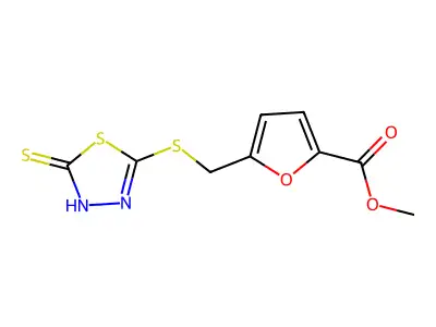 Methyl 5-{[(5-sulfanyl-1,3,4-thiadiazol-2-yl)sulfanyl]methyl}furan-2-carboxylate structure