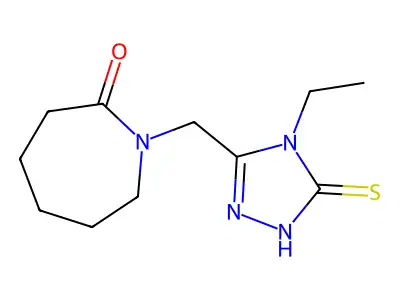 1-[(4-ethyl-5-sulfanyl-4H-1,2,4-triazol-3-yl)methyl]azepan-2-one structure