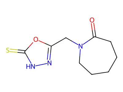 1-[(5-Sulfanyl-1,3,4-oxadiazol-2-yl)methyl]azepan-2-one structure