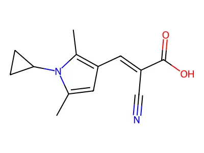 2-Cyano-3-(1-cyclopropyl-2,5-dimethyl-1H-pyrrol-3-yl)acrylic acid structure