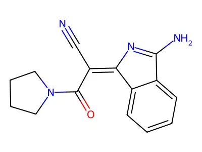 (2E)-2-(3-Aminoisoindol-1-ylidene)-3-oxo-3-pyrrolidin-1-ylpropanenitrile structure