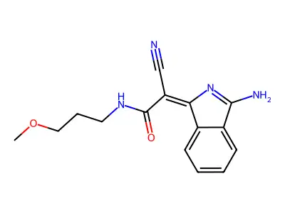 2-(3-amino-1H-isoindol-1-ylidene)-2-cyano-N-(3-methoxypropyl)acetamide structure