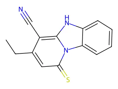 11-Ethyl-13-sulfanyl-1,8-diazatricyclo[7.4.0.0,2,7]trideca-2,4,6,8,10,12-hexaene-10-carbonitrile structure