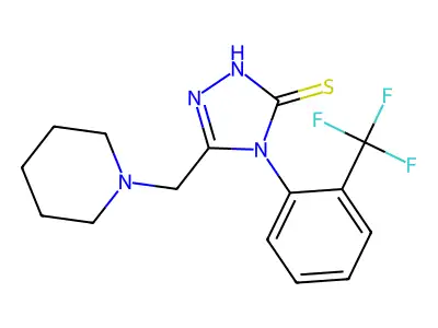 5-(piperidin-1-ylmethyl)-4-[2-(trifluoromethyl)phenyl]-4H-1,2,4-triazole-3-thiol structure