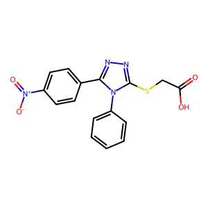 2-{[5-(4-nitrophenyl)-4-phenyl-4H-1,2,4-triazol-3-yl]sulfanyl}acetic acid structure