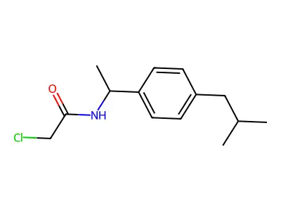 2-chloro-N-[1-(4-isobutylphenyl)ethyl]acetamide structure