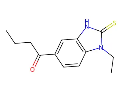 1-(1-ethyl-2-sulfanyl-1H-1,3-benzodiazol-5-yl)butan-1-one structure