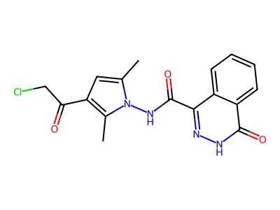N-[3-(2-chloroacetyl)-2,5-dimethyl-1H-pyrrol-1-yl]-4-oxo-3,4-dihydrophthalazine-1-carboxamide structure