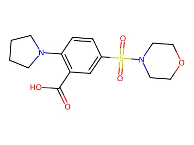 5-(Morpholine-4-sulfonyl)-2-(pyrrolidin-1-yl)benzoic acid structure