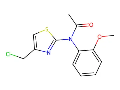 N-[4-(chloromethyl)-1,3-thiazol-2-yl]-N-(2-methoxyphenyl)acetamide structure
