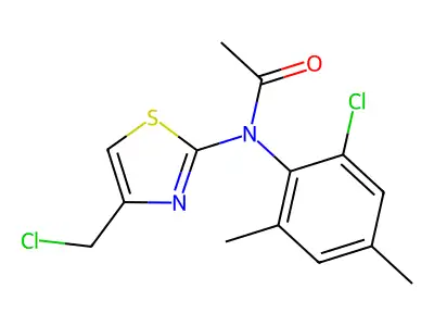 N-(2-chloro-4,6-dimethylphenyl)-N-[4-(chloromethyl)-1,3-thiazol-2-yl]acetamide structure