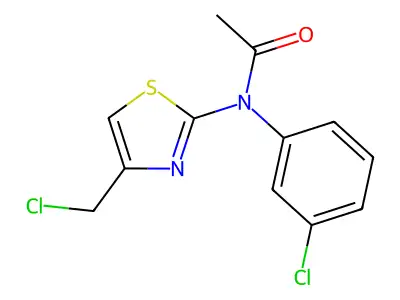 N-[4-(chloromethyl)-1,3-thiazol-2-yl]-N-(3-chlorophenyl)acetamide structure