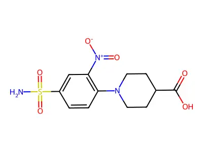 1-(2-Nitro-4-sulfamoylphenyl)piperidine-4-carboxylic acid structure