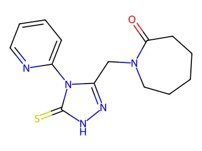 1-{[4-(pyridin-2-yl)-5-sulfanyl-4H-1,2,4-triazol-3-yl]methyl}azepan-2-one structure