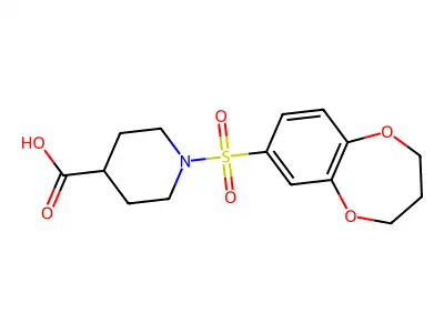 1-((3,4-Dihydro-2H-1,5-benzodioxepin-7-yl)sulfonyl)-4-piperidinecarboxylic acid structure