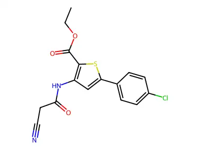 Ethyl 5-(4-chlorophenyl)-3-(2-cyanoacetamido)thiophene-2-carboxylate structure