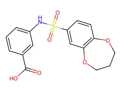 3-[(3,4-dihydro-2H-1,5-benzodioxepin-7-ylsulfonyl)amino]benzoic acid structure